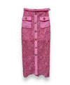 Crochet Knitted Slim Shirt Skirt In Pink - BEYAZURA.COM
