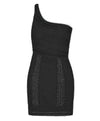 Crochet One Shoulder Mini Dress In Black - BEYAZURA.COM