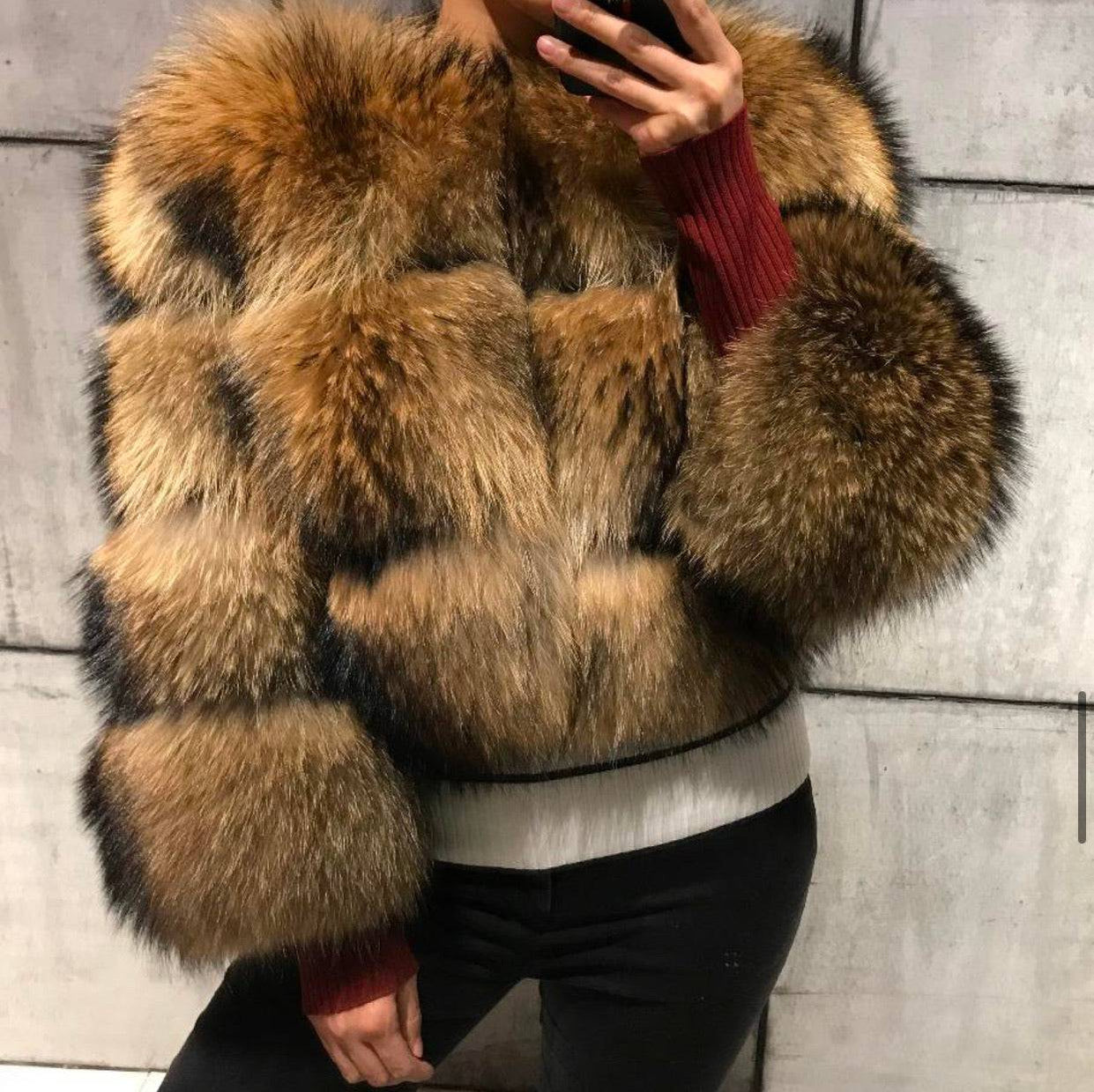 Cropped Dusty Brown Raccoon Fur Coat Beyazura cropped-dusty-brown-raccoon-fur-coat-beyazura