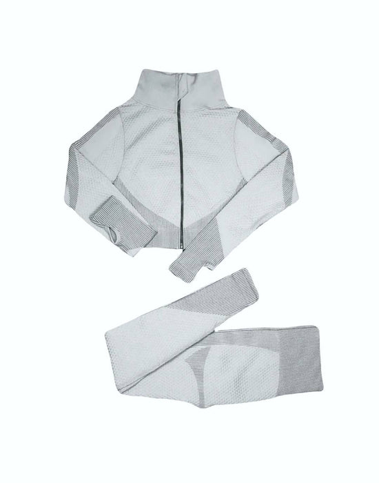 Cropped Zipper Top And Long Pants Workout Coord - BEYAZURA.COM