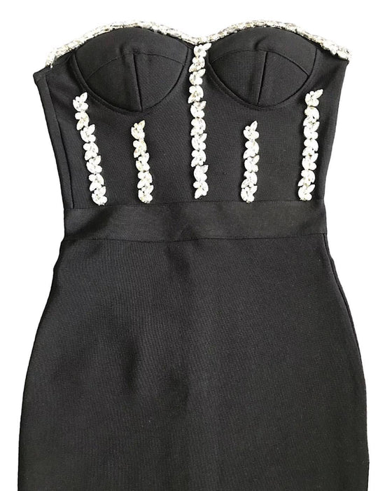 Crystal Beaded Midi Bandage Dress Beyazura.com Crystal Beaded Midi Bandage Dress Beyazura.com