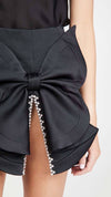 Crystal Bow Trimmed Mini Skirt - BEYAZURA.COM