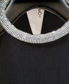 Crystal Choker Knit Top In Black - BEYAZURA.COM