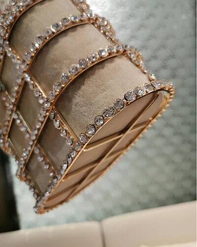 Crystallized Cage Pearl Handle Clutch - BEYAZURA.COM