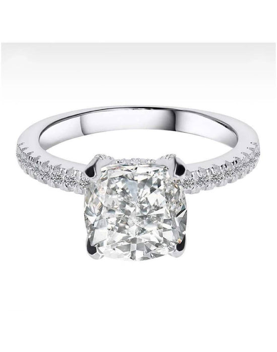 Cushion Cut Four Claw Diamond Ring - BEYAZURA.COM