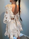 Cut Out Lace Ruffle Dress - BEYAZURA.COM