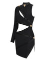 Cutout Detailed Mini Dress In Black - BEYAZURA.COM