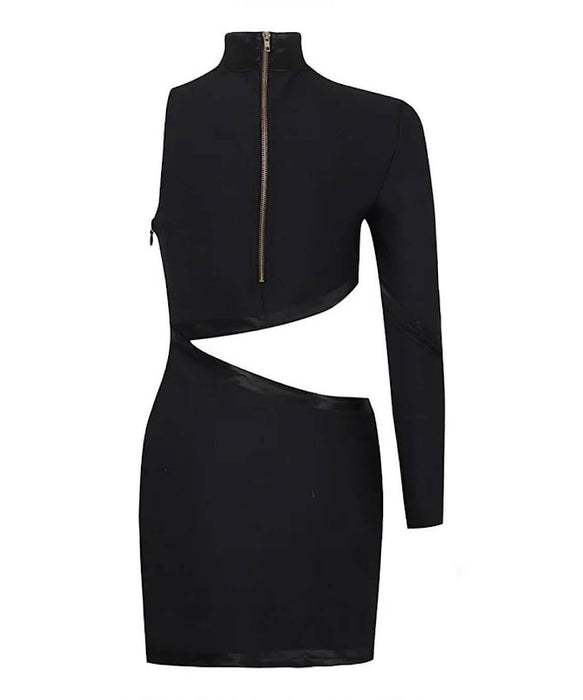 Cutout Detailed Mini Dress In Black - BEYAZURA.COM