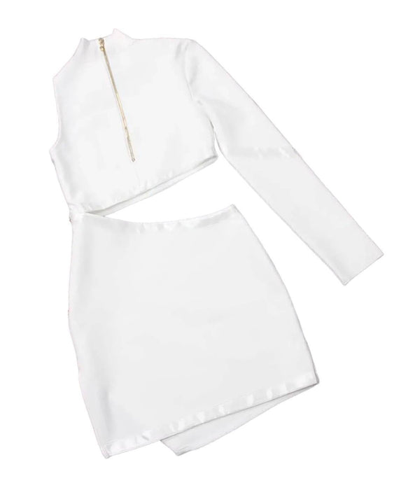 Cutout Detailed Mini Dress In White - BEYAZURA.COM