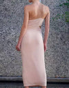 Cutout Ruched Strappy Dress In Light Pink - BEYAZURA.COM