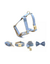 Denim Gold Dog Pets Harness Collar And Leash Set - BEYAZURA.COM