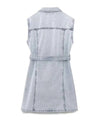 Denim Sleeveless Mini Dress - BEYAZURA.COM
