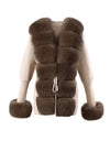 Detachable Fox Fur Trimmed Ribbed Knit Sweater - BEYAZURA.COM
