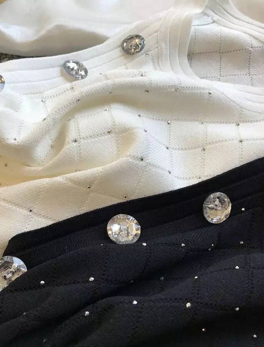 Diamond Beaded Knit Top - BEYAZURA.COM