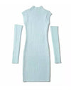 Divided Sleeved Bodycon Knit Dress - BEYAZURA.COM