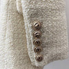 Double Breasted Shawl Collar Tweed Long Blazer - BEYAZURA.COM