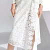 Draped Embroidered Side Slit Lace Dress - BEYAZURA.COM
