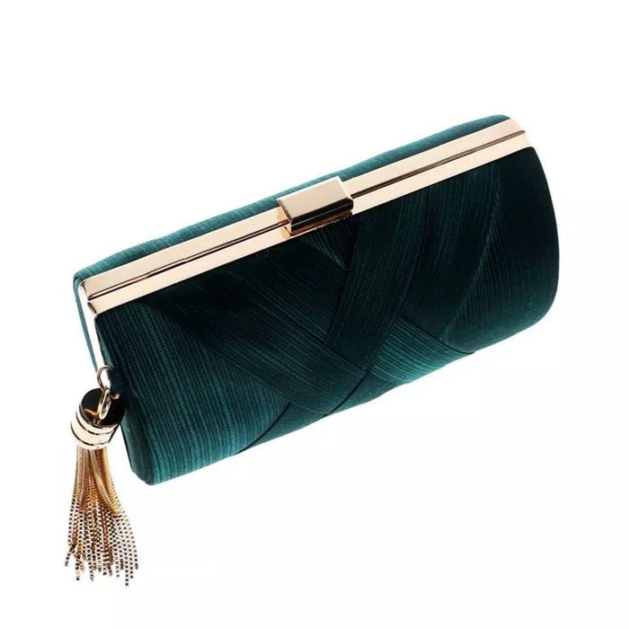 Draped Silk Rounded Evening Clutch - BEYAZURA.COM