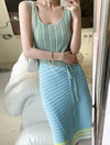 Drawstring Waisted Sleeveless Knit Dress - BEYAZURA.COM