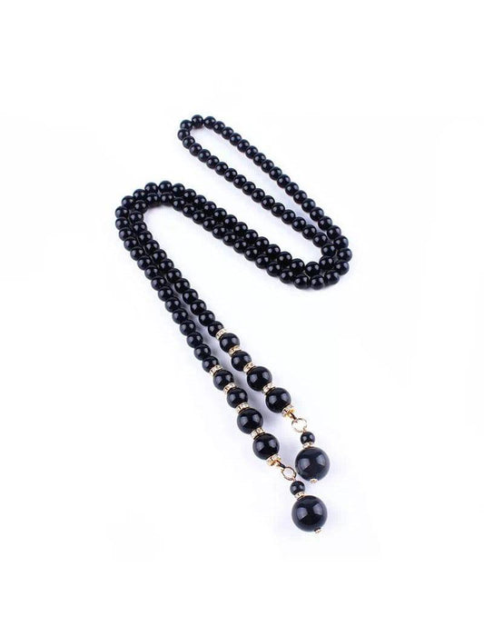 Elastic Long Pearl Strip Waist Belt - BEYAZURA.COM