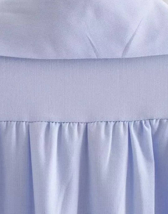 Elastic Waisted Blue Mini Dress - BEYAZURA.COM