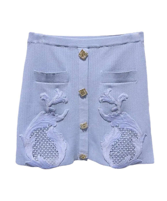 Embroidered Knit Skirt Set - BEYAZURA.COM