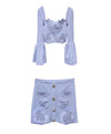 Embroidered Knit Skirt Set - BEYAZURA.COM