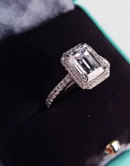 Emerald Cut Gemstone Diamond Ring - BEYAZURA.COM
