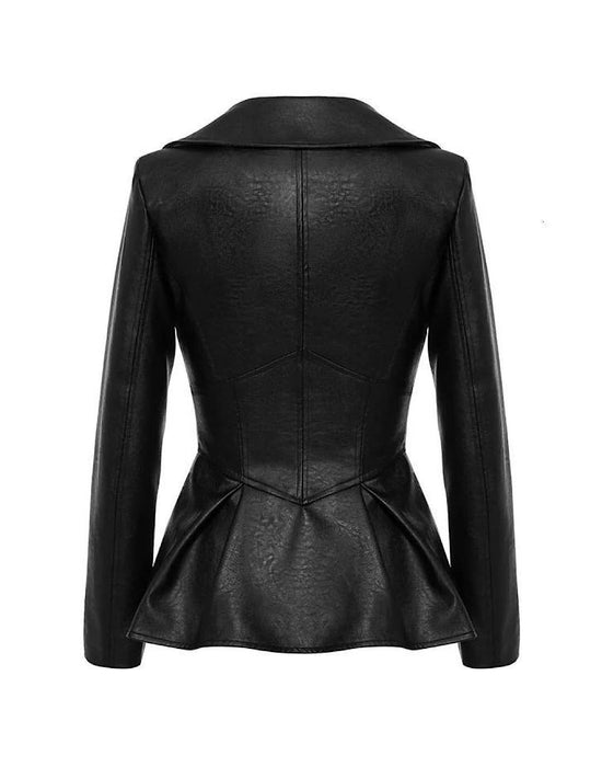 Faux Leather Corset Style Waist Jacket - BEYAZURA.COM