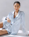 Feather Top and Shorts Pyjama Set - BEYAZURA.COM