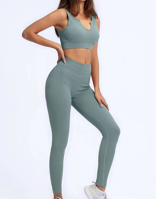 Fitness Crop Top And Long Leggings - BEYAZURA.COM