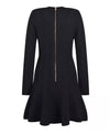 Flared Deep Cleavage Knitted Mini Dress in Black - BEYAZURA.COM