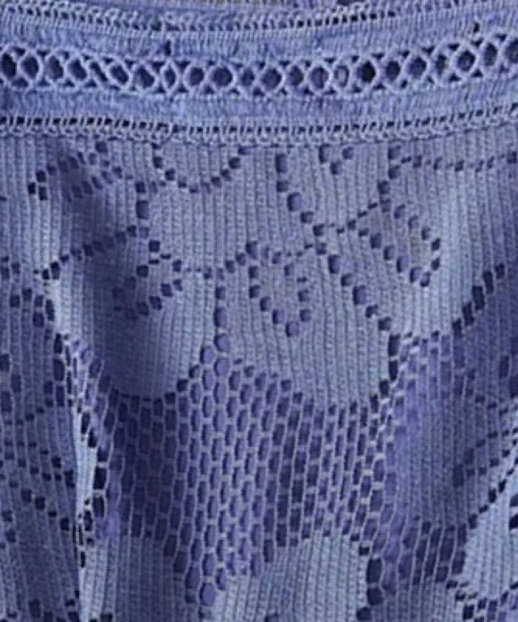 Flared Sleeve Crochet Knitted Long Dress In White - BEYAZURA.COM