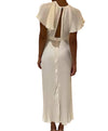 Flared Sleeve Pleated Flowy Dress - BEYAZURA.COM