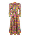 Floral Print Bow Tie Waist Long Dress - BEYAZURA.COM