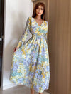Floral Print Flowy Long Dress - BEYAZURA.COM