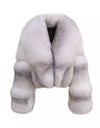 Fox Fur Cropped Turn Down Collar Coat - BEYAZURA.COM