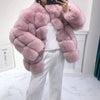 Fox Fur Panel Mid Lenght Fur Coat - BEYAZURA.COM