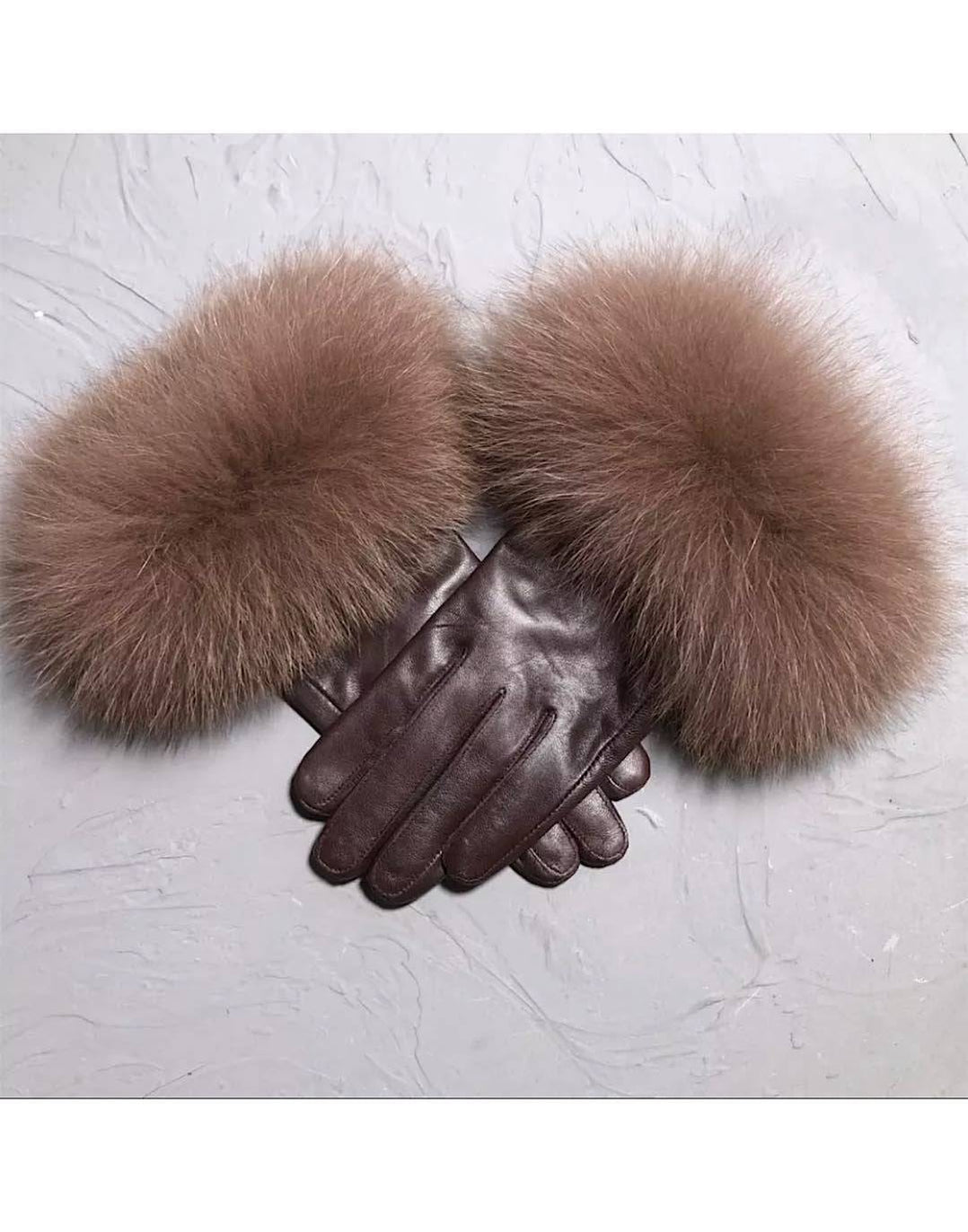 Fox Fur Sheepskin Genuine Leather Gloves 3248