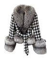 Fox Fur Trim Belted Wool Jacket - BEYAZURA.COM