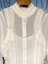 Frill Decorated Long Sleeve Belted Dress - BEYAZURA.COM