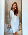 Fringe Deep Cleavage Bandage Dress - BEYAZURA.COM