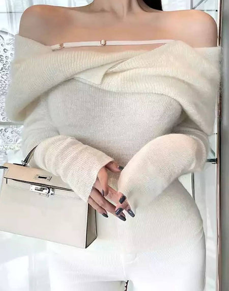 Fuzzy Thin Sweater Knit Top - BEYAZURA.COM