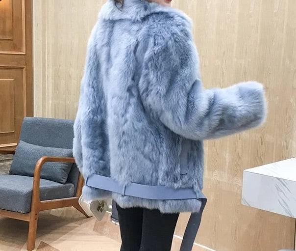 Genuine Double Sided Tuscany Sheepskin With Sheep Fur Belted Coat - BEYAZURA.COM