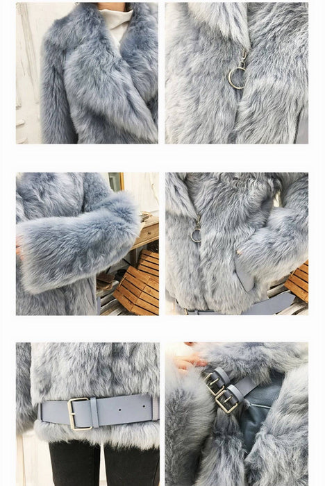 Genuine Double Sided Tuscany Sheepskin With Sheep Fur Belted Coat - BEYAZURA.COM