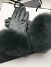 Genuine Fox Fur Trimmed Sheepskin Leather Gloves - BEYAZURA.COM
