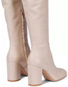 Genuine Leather Knee High Boots In Off White - BEYAZURA.COM