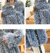 Genuine Studded Sheepskin Leather Dyed Sheep Fur Coat - BEYAZURA.COM