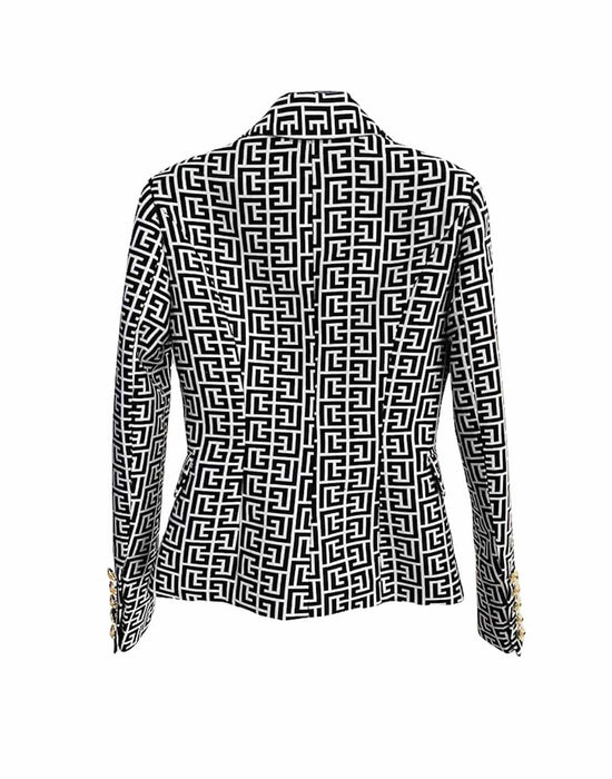 Geometrical Jacquard Patterned Blazer - BEYAZURA.COM