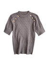Gold Buttoned Knit Top - BEYAZURA.COM